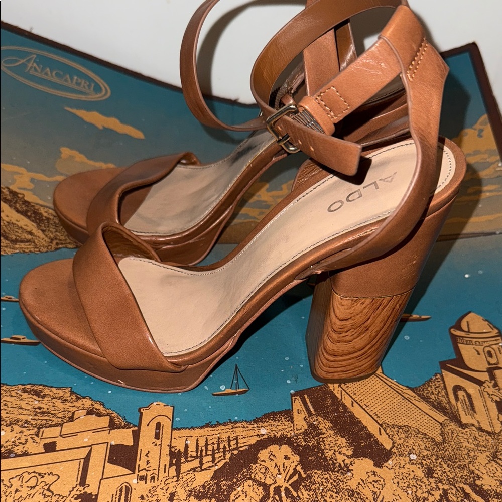 Aldo Women's Brown Block Heel Sandals